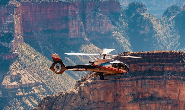 Helicopter Sojourn Soaring Above the Canyon's Majesty