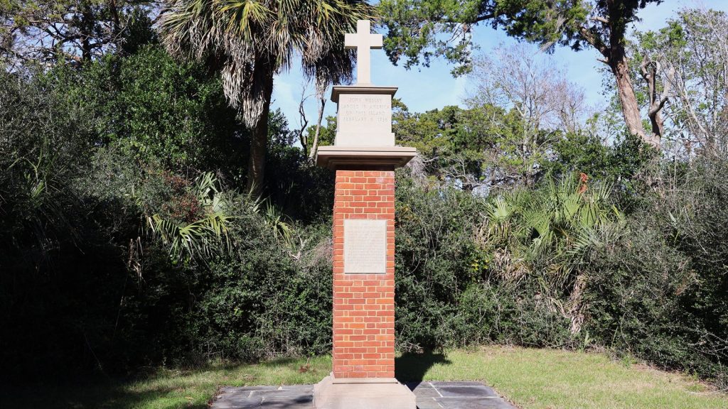 Cross monument at a historic site in Savannah